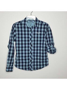 Guess Jeans Boy's Buffalo Check Cotton Button Top 12/14